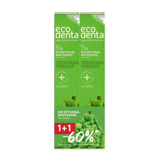 Pachet 1+1 Pasta de dinti pentru albire cu bergamot, uleiuri de lamaie si Kalident, Ecodenta, 2x75ml