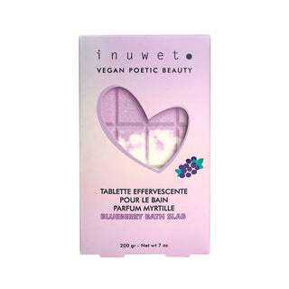 Tableta efervescenta pentru baie in forma de ciocolata, cu parfum de afine, Inuwet, 200 gr