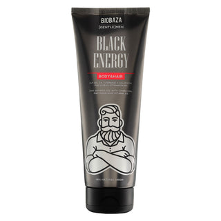 2 in 1 Gel de dus & sampon pentru barbati, cu ulei de patchouli si carbune, Black Energy, Biobaza, 220 ml