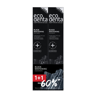 Pachet 1+1 - Pasta de dinti pentru albire Extra Black cu carbune si Teavigo, Ecodenta, 2x75 ml