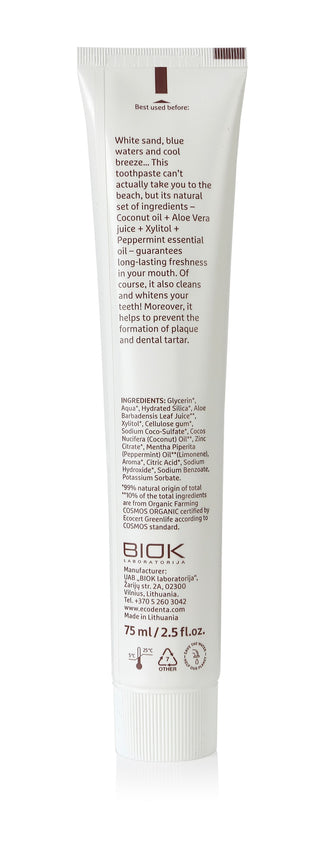 Pasta de dinti organica antiplaca cu ulei de cocos, Ecodenta, 75 ml