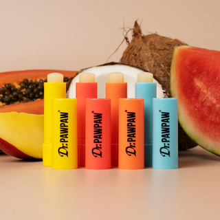 Set 4 balsamuri de buze, cu pawpaw, ulei de ricin si aloe vera, Original & Tropical Balms, Dr.PAWPAW, 4 x4 g