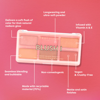 Paleta farduri de obraz Blush I, 6 nuante, Profusion Cosmetics, 16 g