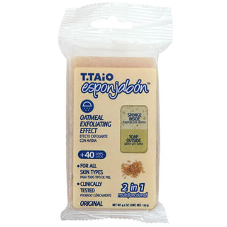 2 in 1 Burete de baie si sapun incorporat, cu fulgi de ovaz, efect exfoliant, Esponjabon, 120 gr