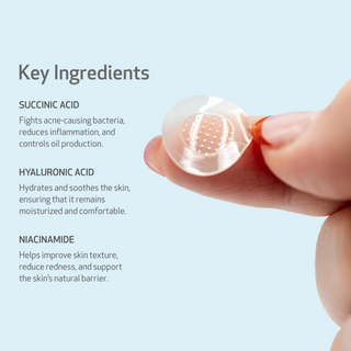 Plasturi invizibili anti-acnee cu acid succinic, niacinamida si acid hialuronic, Microdart Patch, Indeed Laboratories, 9 bucati