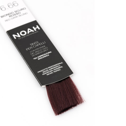Vopsea de par permanenta, fara amoniac, cu proteina de orez si ulei de in organic, 6.66 Rosu intens, NOAH, 140 ml