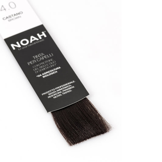 Vopsea de par permanenta, fara amoniac, cu proteina de orez si ulei de in organic, 4.0 Saten, NOAH, 140 ml
