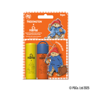 Set 2 balsamuri de buze Paddington™ Bear Keyring Original Balm + aroma Orange Marmalade Dr.PAWPAW, 2 x 4 g Paddington Bear Keyring Original + Orange Marmalade
