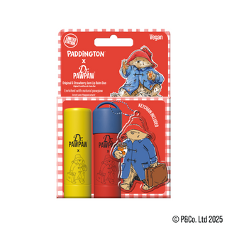 Set 2 balsamuri de buze Paddington™ Bear Keyring Original Balm + aroma Strawberry Jam Dr.PAWPAW 2 x 4 g Paddington Bear Keyring Original + Strawberry Jam