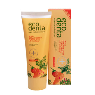 Pasta de dinti pentru copii, cu aroma de capsuni si morcov, Ecodenta, 75ml