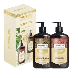 Set sampon & balsam cu ulei de ricin pentru stimularea cresterii parului, Arganicare, 400 ml x 2