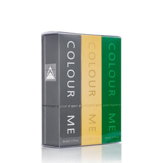 Set cadou parfumuri de barbati Colour Me Silver Sport, Homme Gold, Green, Milton-Lloyd Fragrances, 3 x 50 ml