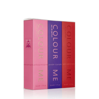 Set cadou parfumuri de dama Colour Me Red, Pink, Purple, Milton-Lloyd Fragrances, 3 x 50 ml