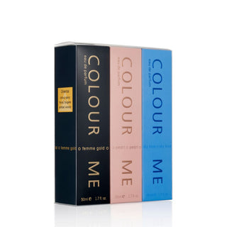 Set cadou parfumuri de dama Colour Me Gold, Pearl, Sky Blue, Milton-Lloyd Fragrances, 3 x 50 ml