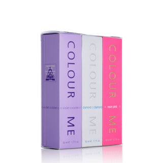 Set cadou parfumuri de dama Colour Me Violet, Diamond, Neon Pink, Milton-Lloyd Fragrances, 3 x 50 ml