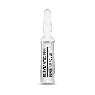 A single clear glass ampoule bottle labeled 'ENZYMATIC PEEL SUPER AMPOULE' on a plain white background.