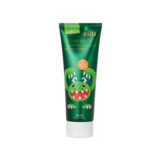 2 in 1 Sampon & gel de dus pentru copii, cu ulei de menta & bergamota si parfum de mar, Applechu Monster, Biobaza Kids, 250 ml