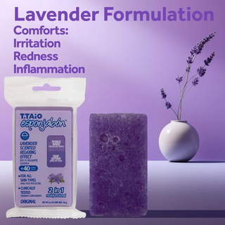 2 in 1 Burete de baie si sapun incorporat, cu parfum de lavanda, efect relaxant, Esponjabon, 120 gr Tuju -