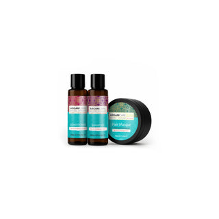 A three-piece hair care set from Aisling Care, including a hair mask jar and two shampoo/conditioner bottles, displayed on a clean white background.