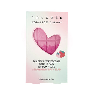 Tableta efervescenta pentru baie in forma de ciocolata, cu parfum de capsuni, Inuwet, 200 gr