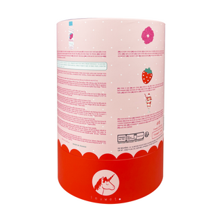 Set spuma de baie cu parfum de capsune, scrunchy, burete si sticker desert cu capsune, Sweet Pink, Inuwet, 4 articole