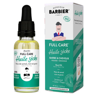 FULL CARE, Ulei uscat 2 in 1 pentru barba si par, Monsieur Barbier, 30 ml