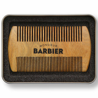 Pieptene dublu pentru barba si par 100% natural din lemn de santal, Monsieur Barbier, 1 buc.