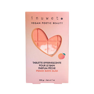 Tableta efervescenta pentru baie in forma de ciocolata, cu parfum de piersica, Inuwet, 200 gr