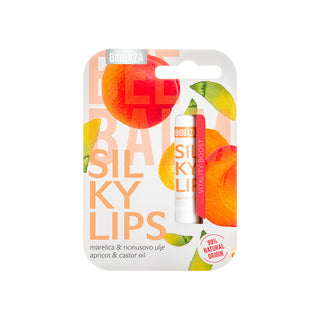 Balsam natural pentru buze, cu ulei de ricin si caise, SILKY LIPS, BIOBAZA, 4,5 g