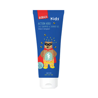 Sampon & gel de dus natural pentru copii Action Hero, Biobaza, 250 ml