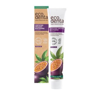 Pasta de dinti pentru albire certificata organic, cu enzime si aroma de fructul pasiunii, Ecodenta, 75 ml