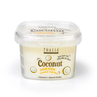 Scrub pentru corp pe baza de zahar, cu extract de cocos + vitamina E & mix de uleiuri naturale, You Got Me Feeling Nut, Thalia, 300 g