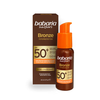 Fluid protectie solara foarte ridicata pentru fata, cu nuantator stralucitor, SPF 50+, UVA & UVB, Bronze Fotoprotector, Babaria Sun Lovers, 40 ml
