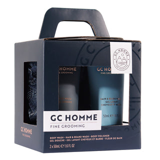 Set Cadou Relax & Refresh, GC Homme Fine Grooming, Gel de Dus, Sampon pentru Par si Barba, Burete Exfoliant Corp, The Luxury Bathing Company, 3 articole