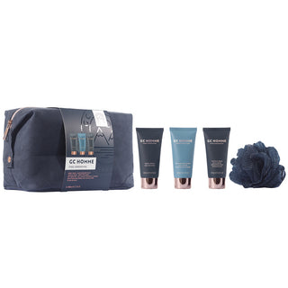 Set Cadou Groom & Go, GC Homme Fine Grooming, Gel de Dus, Sampon pentru Par si Barba, Spuma de Baie pentru Relaxarea Muschilor, Burete Exfoliant Corp, Portfard Reutilizabil, The Luxury Bathing Company, 4 articole