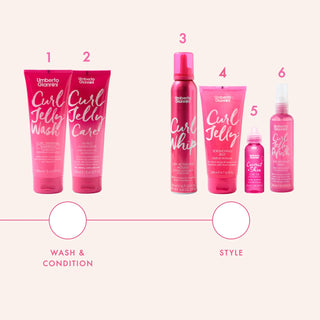 Set of Umberto Giannini hair care products on a white background