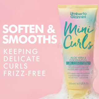 Balsam delicat pentru parul ondulat, cret sau foarte cret, pentru copii, cu aloe vera & ulei de cocos, Mini Curls, Umberto Giannini, 200 ml
