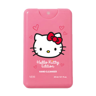 A pink hand cleanser bottle featuring the Hello Kitty character design, with 'Hello Kitty EDITION' and 'HAND CLEANSER' printed on the front, set against a plain white background.