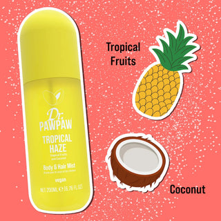 Spray pentru corp & par, cu parfum de fructe tropicale si cocos, Tropical Haze, Dr.PAWPAW, 200 ml