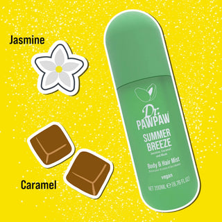 Spray pentru corp & par, cu parfum de iasomie, caramel si mosc, Summer Breeze, Dr.PAWPAW, 200 ml