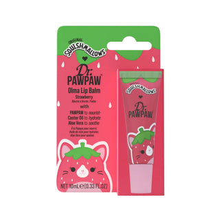 Balsam de buze Olma, cu extract de papaya, ulei de ricin & aloe vera, aroma de capsune, Squishmallow x Dr.PAWPAW, 10 ml