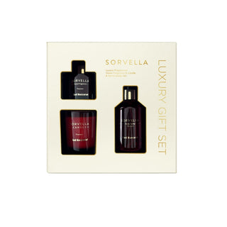 Set cadou Sorvella Luxury Red Baccarat, difuzor de camera, spray & lumanare parfumata, Sorvella, 3 articole