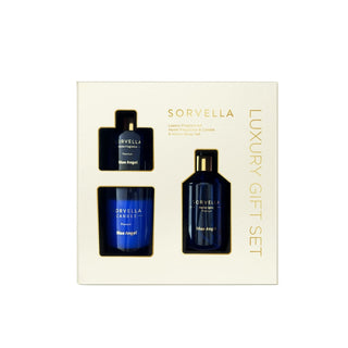 Set cadou Sorvella Luxury Blue Angel, difuzor de camera, spray & lumanare parfumata, Sorvella, 3 articole