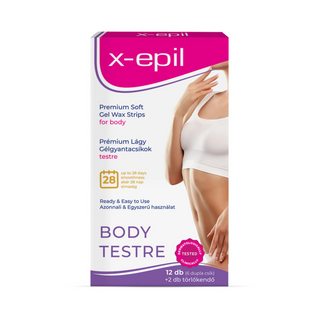 Benzi depilatoare premium cu textura de gel pentru corp, pentru piele sensibila, Premium Soft Sensitive, X-Epil, 20 bucati