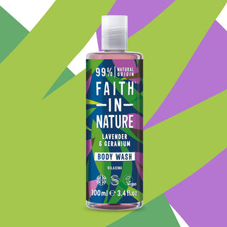 Gel de dus natural, relaxant, cu lavanda si muscata, Faith in Nature, 100ml