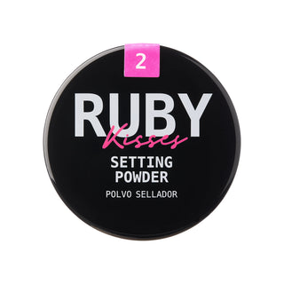 Ruby Kisses setting powder container on a white background