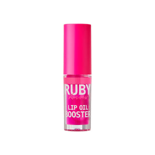 Pink lip oil booster with 'Ruby' branding on a white background