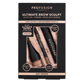 Kit pentru sculptarea sprancenelor Ultimate Brow Sculpt, Soft Brown, Profusion Cosmetics, 3 articole