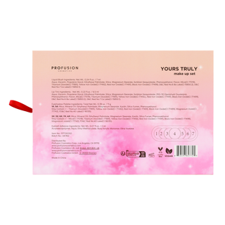 Set pentru machiaj - blush, lip tint, farduri & 1 pereche gene false, Yours Truly, Profusion, 4 articole