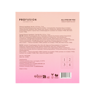 Set pentru machiaj esential - mascara, paleta farduri, 2 pensule, penseta & oglinda cu LED, All Eyes on You, Profusion, 6 articole